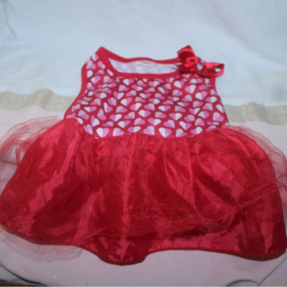 Dog Dress Medium Red Heart with Bow by Simply Wag